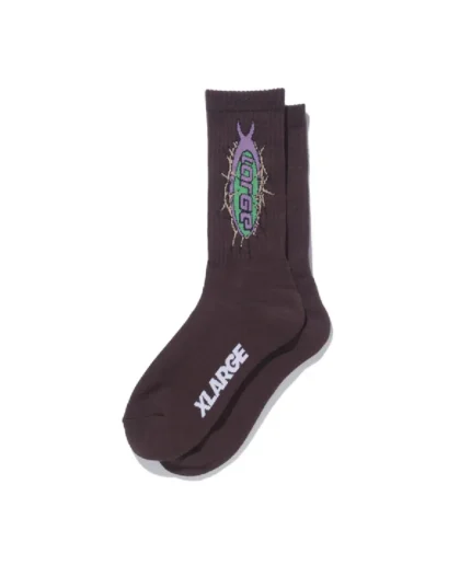 Xlarge Barbed Wire Logo Socks Brown (1)