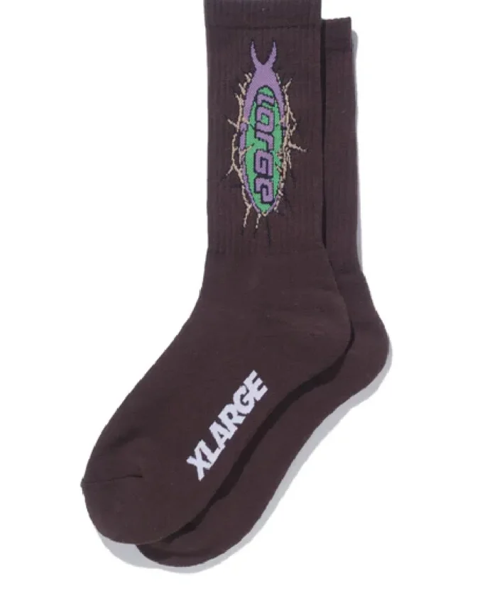 Xlarge Barbed Wire Logo Socks Brown (2)