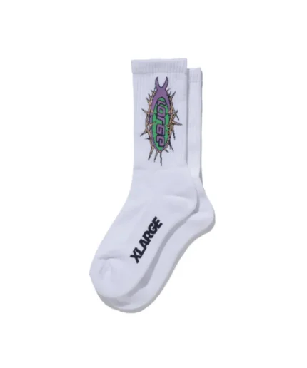 Xlarge Barbed Wire Logo Socks White (1)