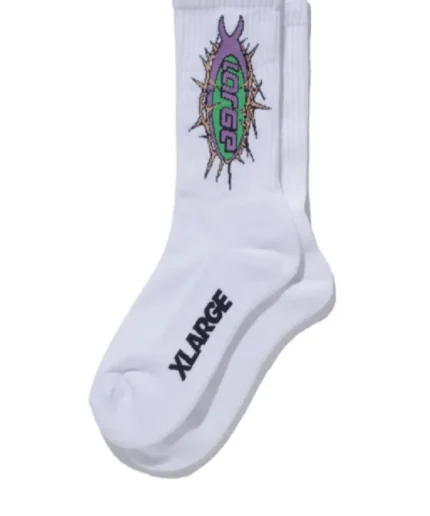 Xlarge Barbed Wire Logo Socks White (2)