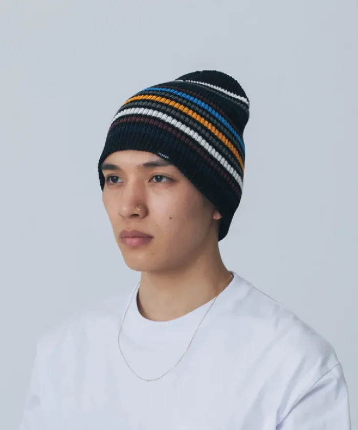 Xlarge Striped Summer Beanie Black (4)