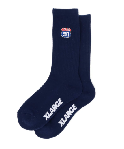 Xlarge XL 91 Embroidered Socks Navy