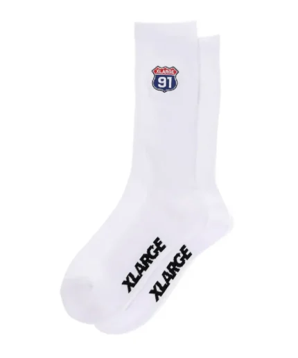 Xlarge XL 91 Embroidered Socks White (1)