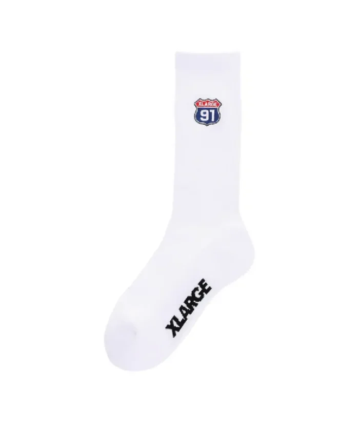 Xlarge XL 91 Embroidered Socks White (2)