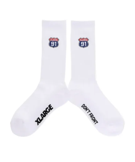 Xlarge XL 91 Embroidered Socks White (3)